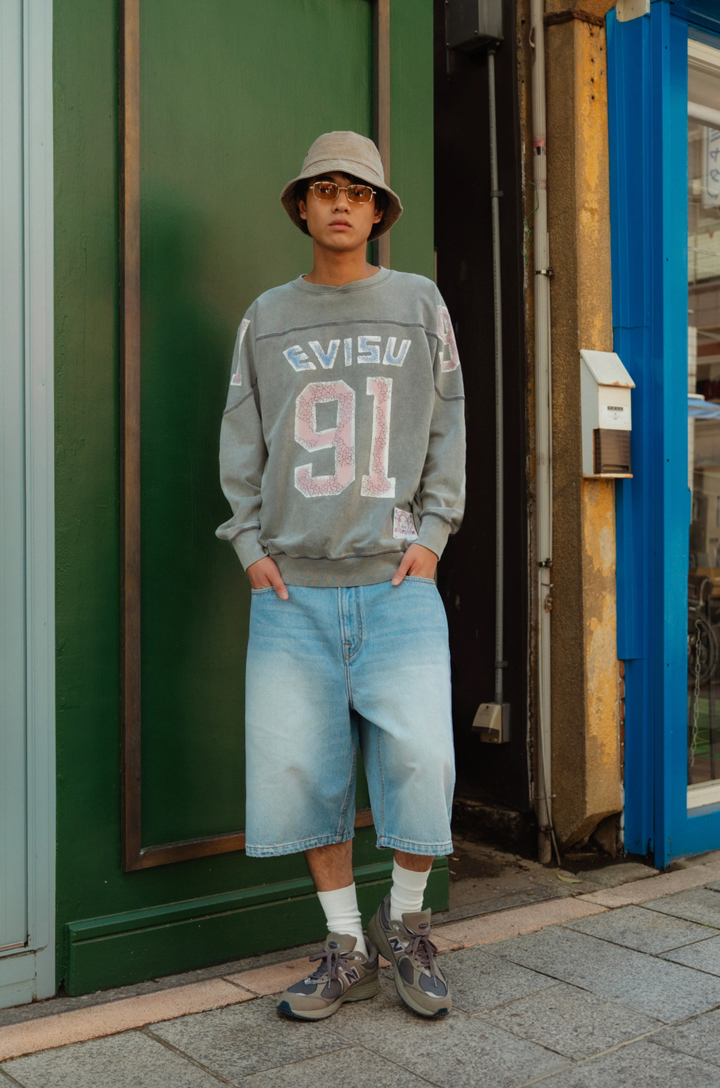 Evisu Maglia a Maniche Lunghe con Logo e "91" Stampati