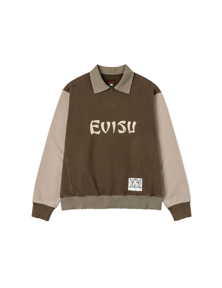 Evisu Felpa Half-Zip con Logo Applicato