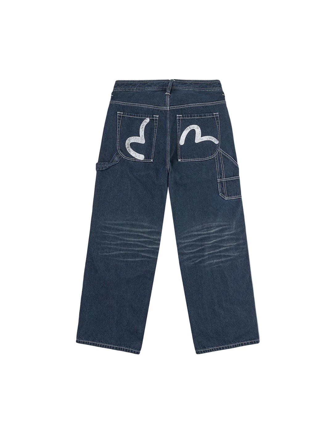 Evisu Jeans Cargo con Stampa del Gabbiano Effetto Distressed