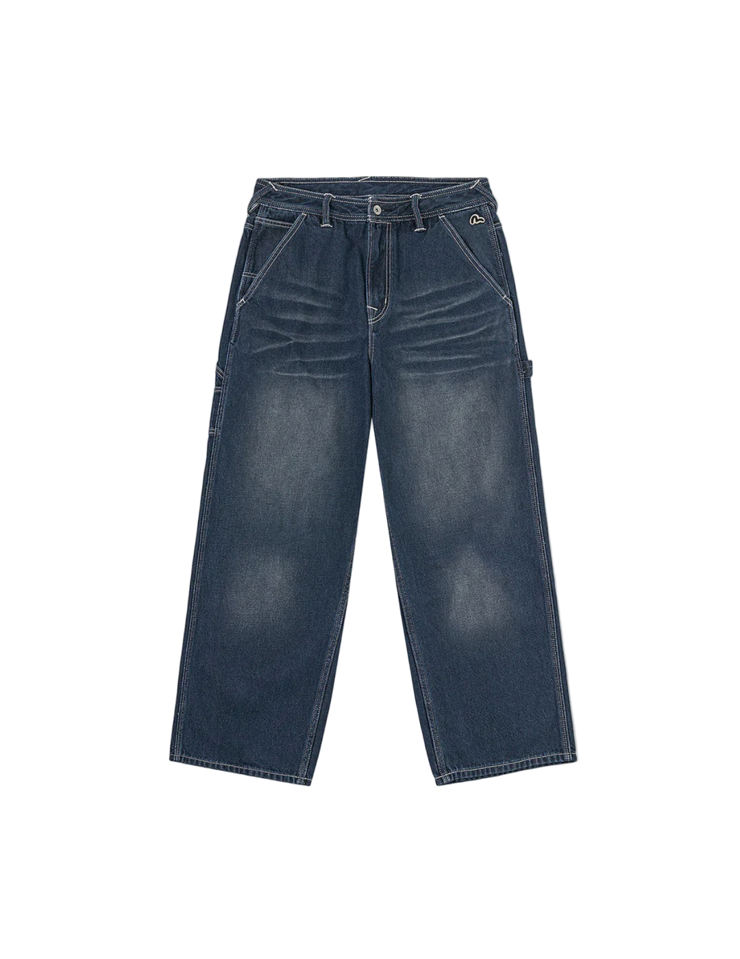 Evisu Jeans Cargo con Stampa del Gabbiano Effetto Distressed