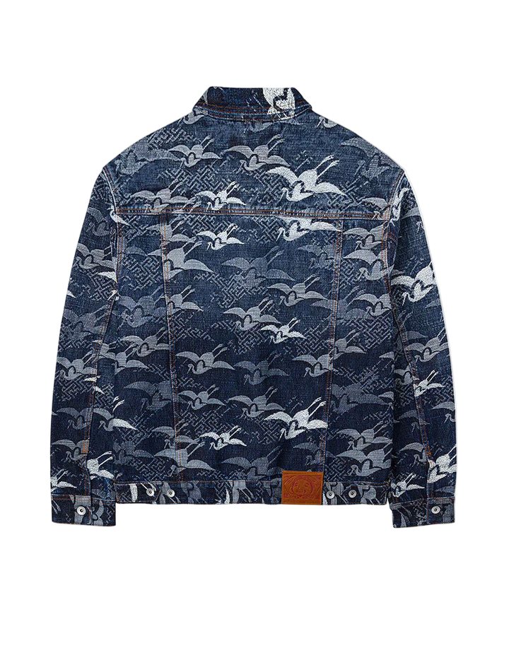 Evisu Giacca in Denim con Motivo Jacquard