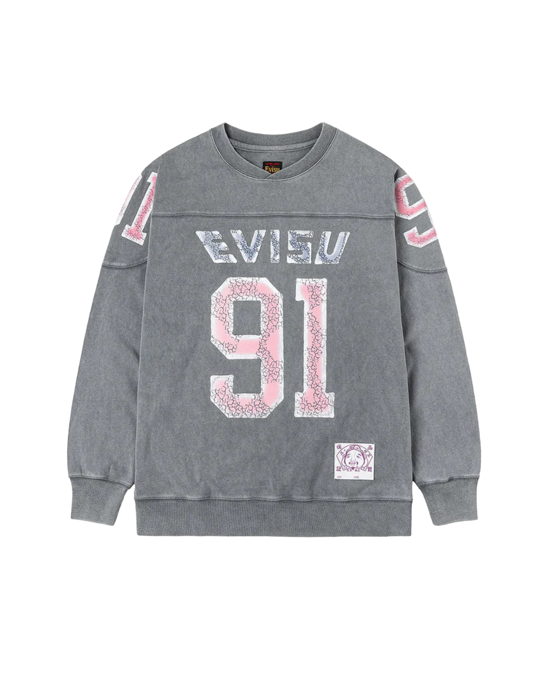 Evisu Maglia a Maniche Lunghe con Logo e "91" Stampati