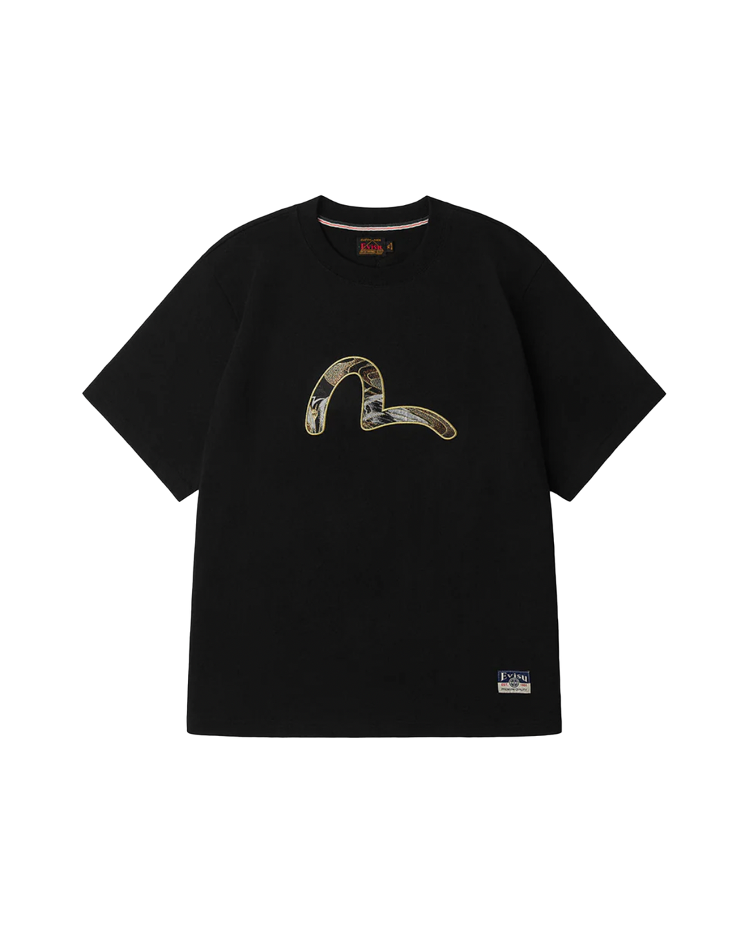 Evisu T-shirt con Applicazione in Broccato Raffigurante Gabbiano