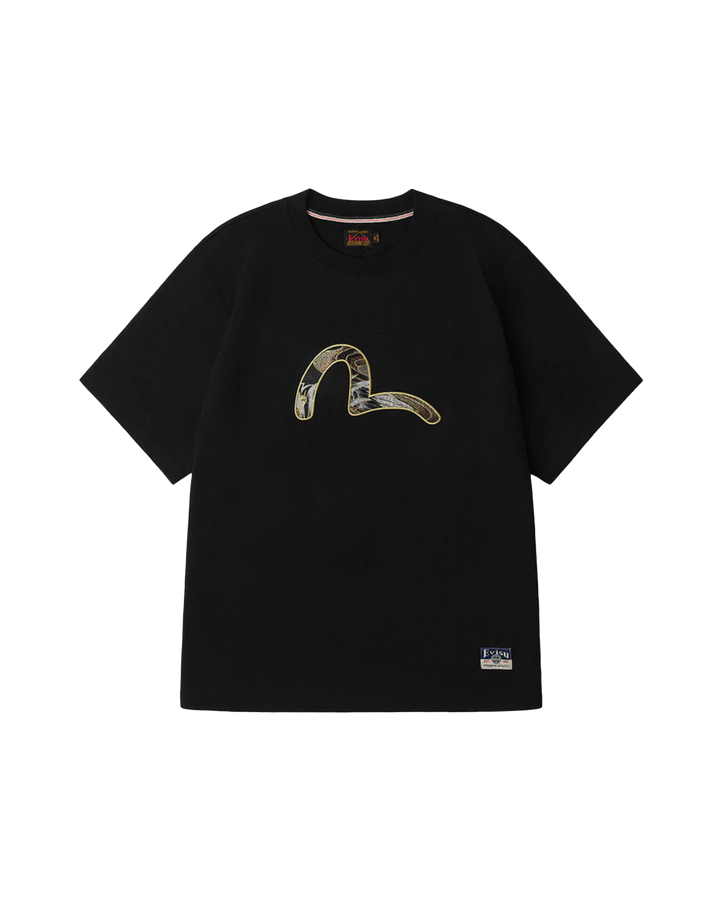 Evisu T-shirt con Applicazione in Broccato Raffigurante Gabbiano