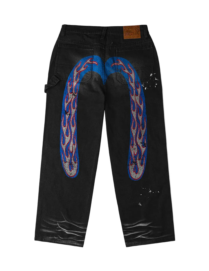 Evisu Heavy Washed And Distressed Daicock Jeans