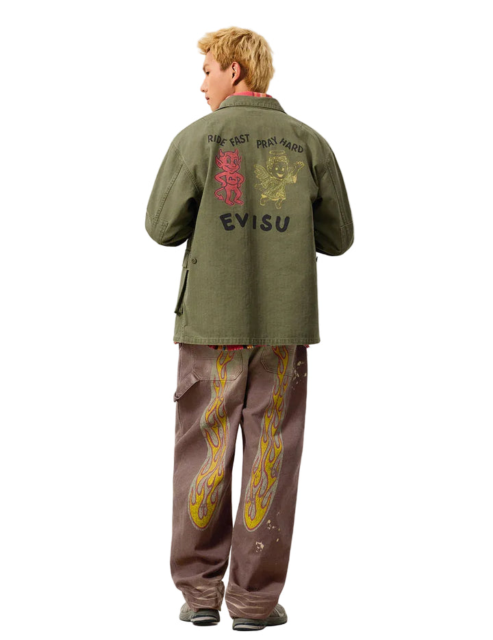 Evisu Heavy Washed And Distressed Daicock Jeans