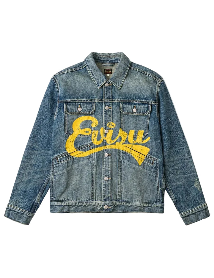 Evisu Logo Print Denim Work Jacket