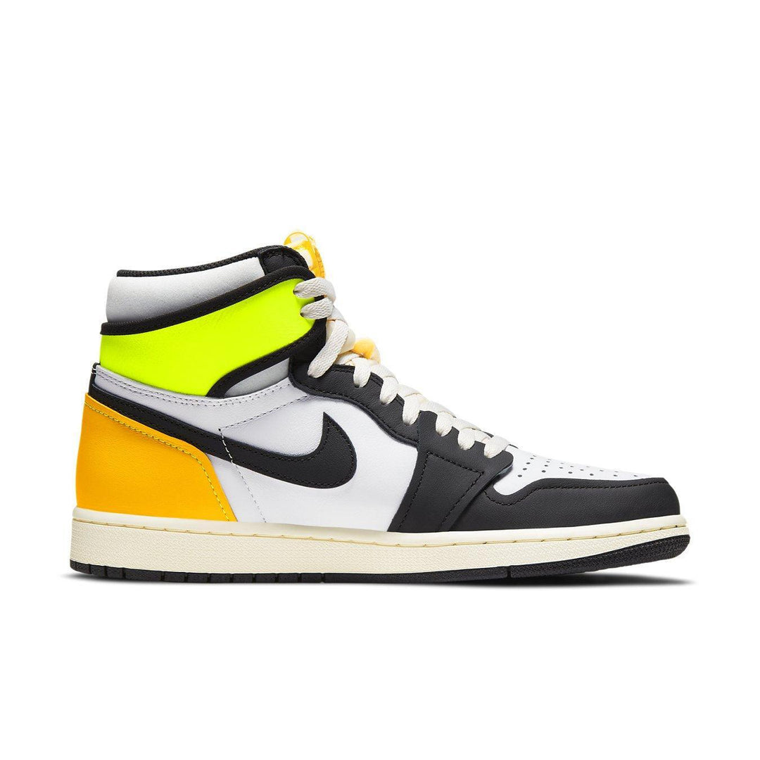 Jordan 1 Retro High “White Black Volt University Gold”