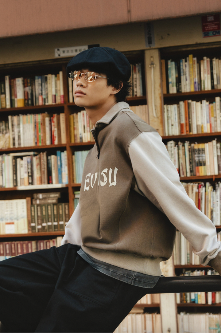 Evisu Felpa Half-Zip con Logo Applicato