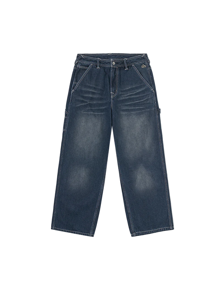 Evisu Jeans Cargo con Stampa del Gabbiano Effetto Distressed
