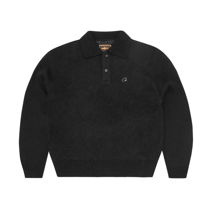 Corteiz Maglione in Mohair "Fuzzy Collar" (Nero)