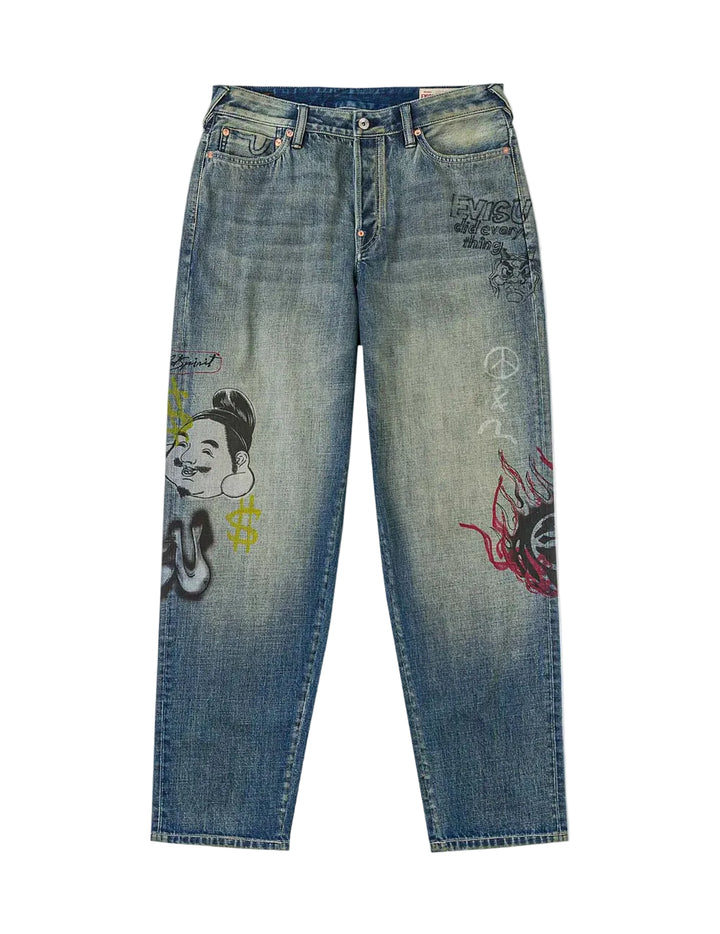 Evisu Allover Graffiti Printed Denim Jeans #2030