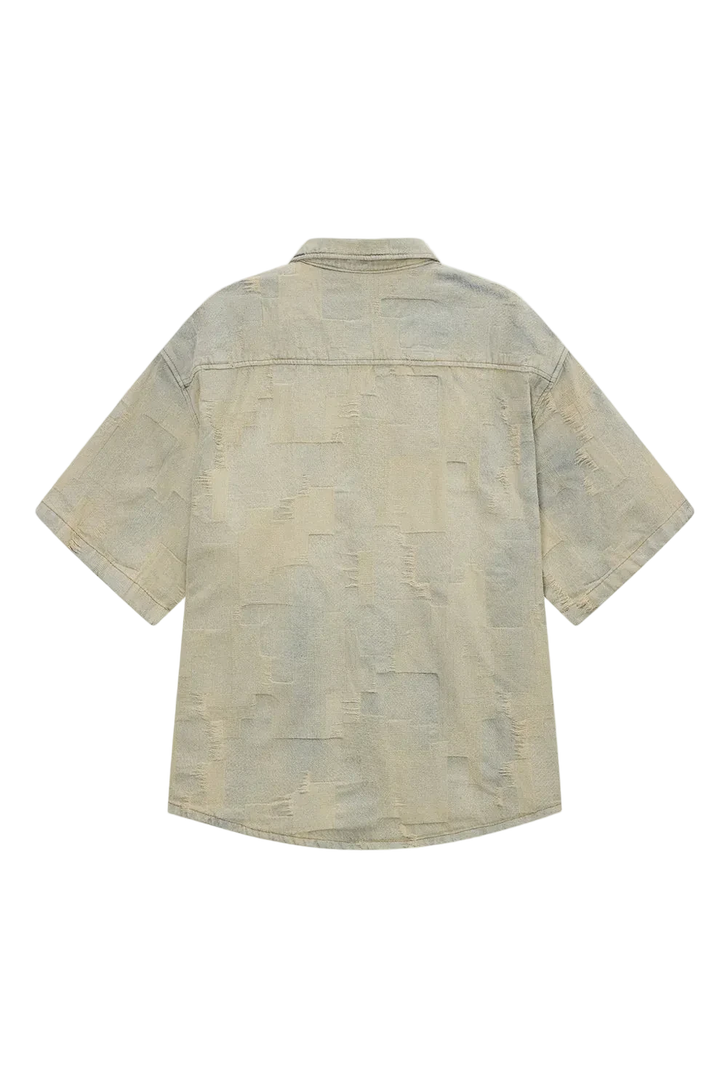 Acupuncture Patch Work Shirt (Rusty Blue)
