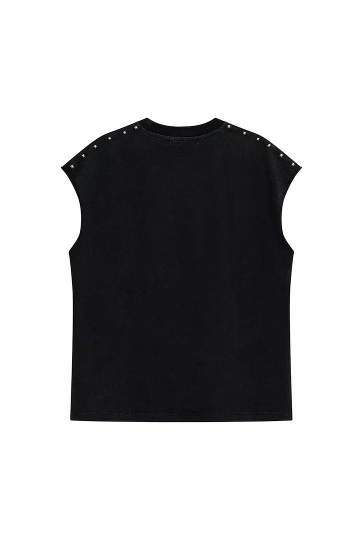 Acupuncture Studded Metal Sleeveless (Washed Black)