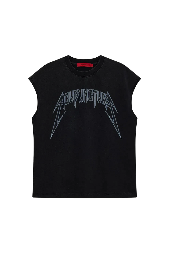 Acupuncture Studded Metal Sleeveless (Washed Black)